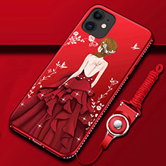 Handyhülle Silikon Hülle Gummi Schutzhülle Flexible Motiv Kleid Mädchen für Apple iPhone 12 Mini Rot