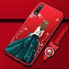 Handyhülle Silikon Hülle Gummi Schutzhülle Flexible Motiv Kleid Mädchen für Huawei Enjoy 10 Plusfarbig