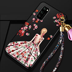 Handyhülle Silikon Hülle Gummi Schutzhülle Flexible Motiv Kleid Mädchen für Huawei Honor V30 5G Braun