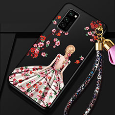 Handyhülle Silikon Hülle Gummi Schutzhülle Flexible Motiv Kleid Mädchen für Huawei Honor V30 Pro 5G Braun