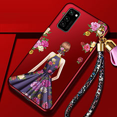 Handyhülle Silikon Hülle Gummi Schutzhülle Flexible Motiv Kleid Mädchen für Huawei Honor View 30 Pro 5G Violett