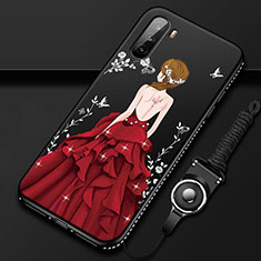 Handyhülle Silikon Hülle Gummi Schutzhülle Flexible Motiv Kleid Mädchen für Huawei Mate 40 Lite 5G Rot und Schwarz