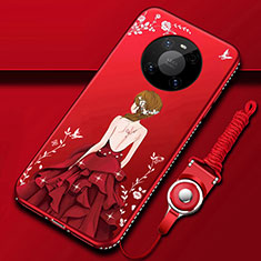 Handyhülle Silikon Hülle Gummi Schutzhülle Flexible Motiv Kleid Mädchen für Huawei Mate 40 Pro Rot