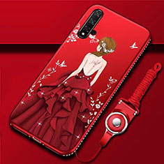 Handyhülle Silikon Hülle Gummi Schutzhülle Flexible Motiv Kleid Mädchen für Huawei Nova 5 Rot