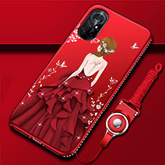 Handyhülle Silikon Hülle Gummi Schutzhülle Flexible Motiv Kleid Mädchen für Huawei Nova 8 5G Rot