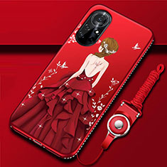 Handyhülle Silikon Hülle Gummi Schutzhülle Flexible Motiv Kleid Mädchen für Huawei Nova 8 Pro 5G Rot