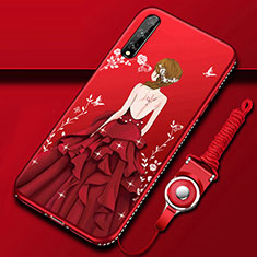 Handyhülle Silikon Hülle Gummi Schutzhülle Flexible Motiv Kleid Mädchen für Huawei P smart S Rot