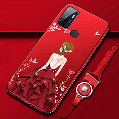 Handyhülle Silikon Hülle Gummi Schutzhülle Flexible Motiv Kleid Mädchen für Oppo A33 Rot
