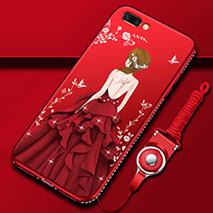 Handyhülle Silikon Hülle Gummi Schutzhülle Flexible Motiv Kleid Mädchen für Oppo A5 Rot