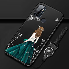 Handyhülle Silikon Hülle Gummi Schutzhülle Flexible Motiv Kleid Mädchen für Oppo A53s Schwarz