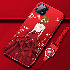 Handyhülle Silikon Hülle Gummi Schutzhülle Flexible Motiv Kleid Mädchen für Oppo A72 5G Rot