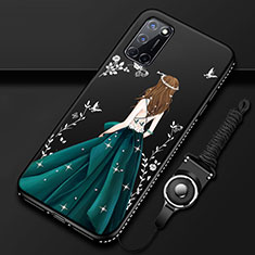 Handyhülle Silikon Hülle Gummi Schutzhülle Flexible Motiv Kleid Mädchen für Oppo A72 Grün