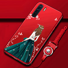 Handyhülle Silikon Hülle Gummi Schutzhülle Flexible Motiv Kleid Mädchen für Oppo A91 Grün