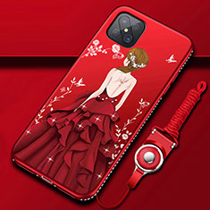 Handyhülle Silikon Hülle Gummi Schutzhülle Flexible Motiv Kleid Mädchen für Oppo A92s 5G Rot