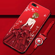 Handyhülle Silikon Hülle Gummi Schutzhülle Flexible Motiv Kleid Mädchen für Oppo AX5 Rot