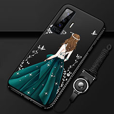 Handyhülle Silikon Hülle Gummi Schutzhülle Flexible Motiv Kleid Mädchen für Vivo X50 5G Grün
