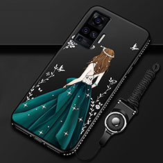 Handyhülle Silikon Hülle Gummi Schutzhülle Flexible Motiv Kleid Mädchen für Vivo X51 5G Grün