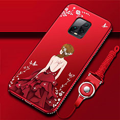 Handyhülle Silikon Hülle Gummi Schutzhülle Flexible Motiv Kleid Mädchen für Xiaomi Redmi 10X Pro 5G Rot