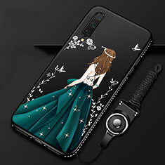 Handyhülle Silikon Hülle Gummi Schutzhülle Flexible Motiv Kleid Mädchen K01 für Xiaomi Mi A3 Grün