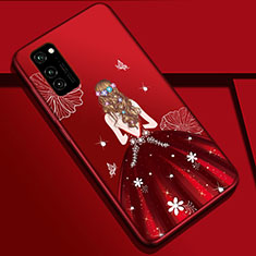 Handyhülle Silikon Hülle Gummi Schutzhülle Flexible Motiv Kleid Mädchen S01 für Huawei Honor V30 Pro 5G Fuchsie