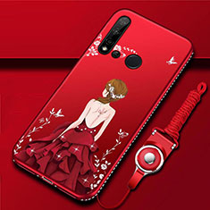 Handyhülle Silikon Hülle Gummi Schutzhülle Flexible Motiv Kleid Mädchen S01 für Huawei P20 Lite (2019) Rot