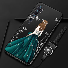Handyhülle Silikon Hülle Gummi Schutzhülle Flexible Motiv Kleid Mädchen S01 für Xiaomi Mi Note 10 Grün