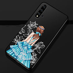 Handyhülle Silikon Hülle Gummi Schutzhülle Flexible Motiv Kleid Mädchen S02 für Huawei Nova 5 Blau