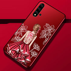 Handyhülle Silikon Hülle Gummi Schutzhülle Flexible Motiv Kleid Mädchen S02 für Huawei Nova 5 Pro Rot