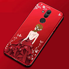 Handyhülle Silikon Hülle Gummi Schutzhülle Modisch Muster für Huawei Mate 20 Lite Rot