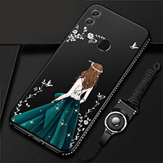 Handyhülle Silikon Hülle Gummi Schutzhülle Motiv Kleid Mädchen für Huawei Honor 10 Lite Schwarz