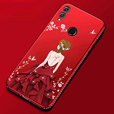 Handyhülle Silikon Hülle Gummi Schutzhülle Motiv Kleid Mädchen für Huawei Honor V10 Lite Rot