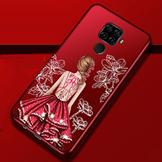 Handyhülle Silikon Hülle Gummi Schutzhülle Motiv Kleid Mädchen für Huawei Nova 5i Pro Rot