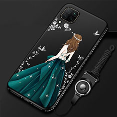 Handyhülle Silikon Hülle Gummi Schutzhülle Motiv Kleid Mädchen für Huawei Nova 7i Schwarz