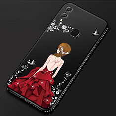 Handyhülle Silikon Hülle Gummi Schutzhülle Motiv Kleid Mädchen für Huawei P Smart (2019) Rot und Schwarz