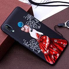 Handyhülle Silikon Hülle Gummi Schutzhülle Motiv Kleid Mädchen für Huawei P20 Lite Rot und Schwarz