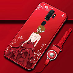 Handyhülle Silikon Hülle Gummi Schutzhülle Motiv Kleid Mädchen für Oppo A11X Rot