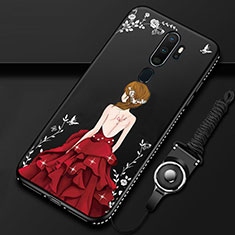 Handyhülle Silikon Hülle Gummi Schutzhülle Motiv Kleid Mädchen für Oppo A11X Rot und Schwarz