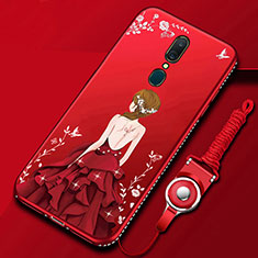 Handyhülle Silikon Hülle Gummi Schutzhülle Motiv Kleid Mädchen für Oppo A9 Rot