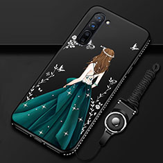 Handyhülle Silikon Hülle Gummi Schutzhülle Motiv Kleid Mädchen für Oppo F15 Grün