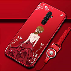 Handyhülle Silikon Hülle Gummi Schutzhülle Motiv Kleid Mädchen für Oppo Reno Ace Rot