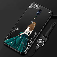 Handyhülle Silikon Hülle Gummi Schutzhülle Motiv Kleid Mädchen für Oppo Reno Z Schwarz