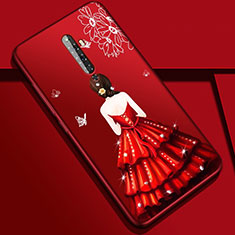 Handyhülle Silikon Hülle Gummi Schutzhülle Motiv Kleid Mädchen für Oppo Reno2 Z Rot