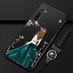 Handyhülle Silikon Hülle Gummi Schutzhülle Motiv Kleid Mädchen für Realme X2 Schwarz