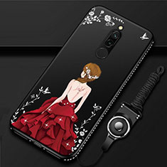 Handyhülle Silikon Hülle Gummi Schutzhülle Motiv Kleid Mädchen für Xiaomi Redmi 8 Rot und Schwarz