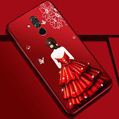 Handyhülle Silikon Hülle Gummi Schutzhülle Motiv Kleid Mädchen H03 für Huawei Mate 20 Lite Rot