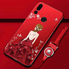 Handyhülle Silikon Hülle Gummi Schutzhülle Motiv Kleid Mädchen K01 für Huawei Honor 20 Lite Rot