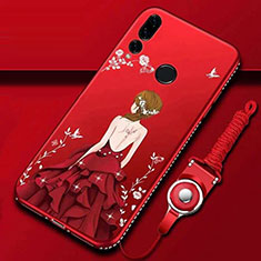 Handyhülle Silikon Hülle Gummi Schutzhülle Motiv Kleid Mädchen K01 für Huawei Honor 20E Rot