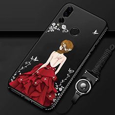 Handyhülle Silikon Hülle Gummi Schutzhülle Motiv Kleid Mädchen K01 für Huawei Honor 20E Rot und Schwarz