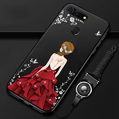 Handyhülle Silikon Hülle Gummi Schutzhülle Motiv Kleid Mädchen K01 für Huawei Honor V20 Rot und Schwarz