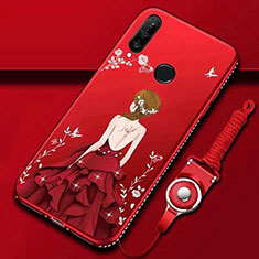 Handyhülle Silikon Hülle Gummi Schutzhülle Motiv Kleid Mädchen K01 für Huawei Nova 4e Rot